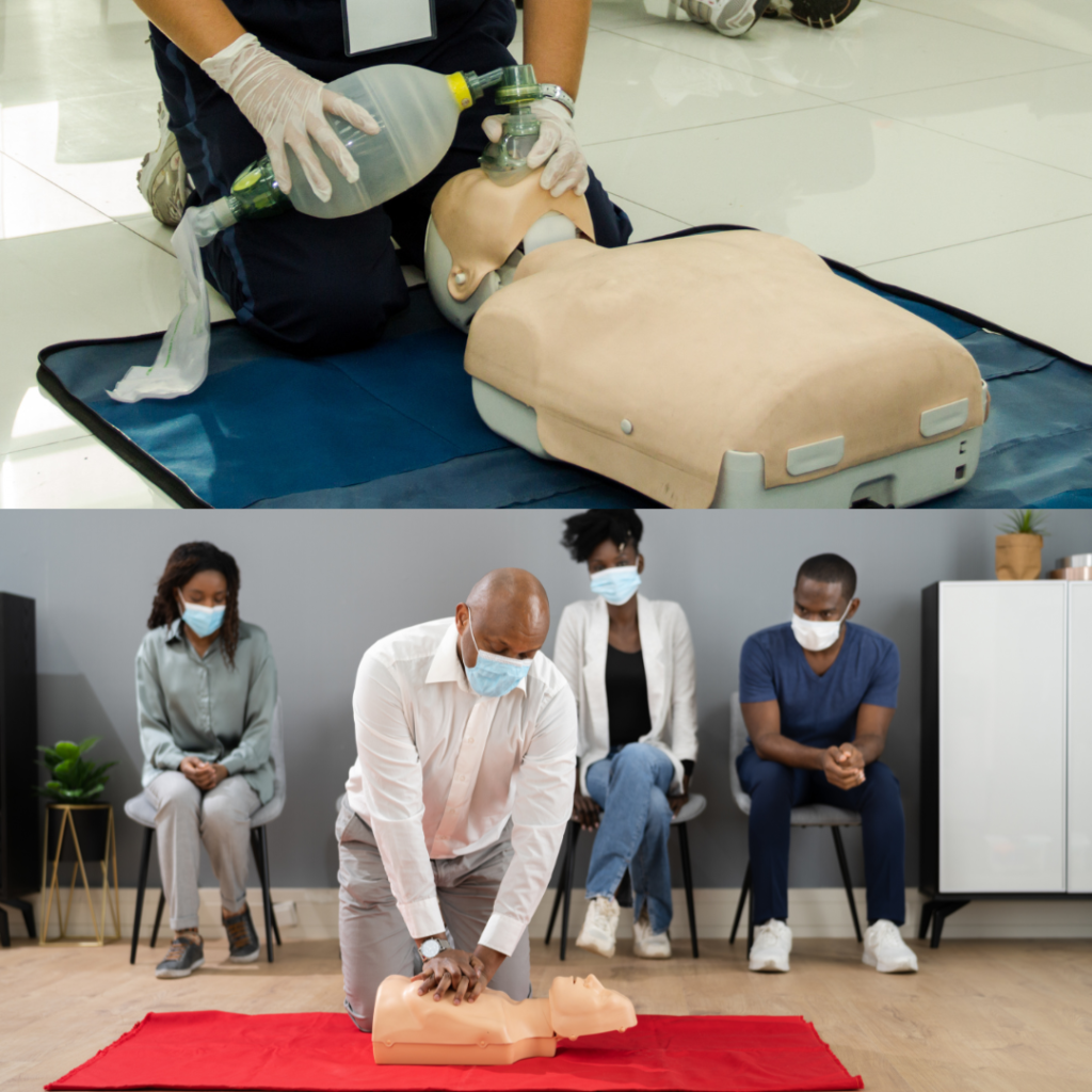 Med-Cert BLS vs Heartsaver CPR image showing students performing CPR.